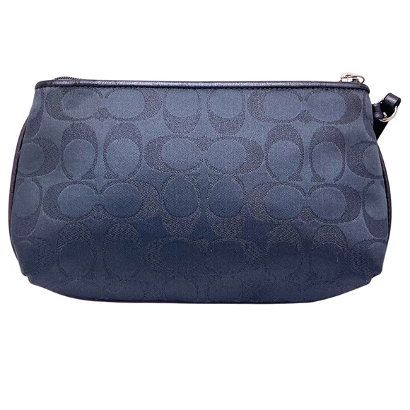 Vintage COACH Signature Wristlet Canvas Leather Blue Large - Picture 3 of 6